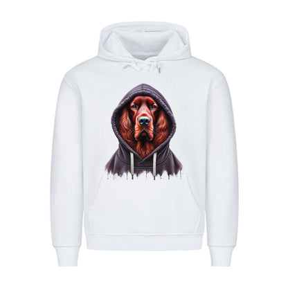 Premium Hoodie "Irish Setter - Hooded" Weiß – hunde-shirt.de