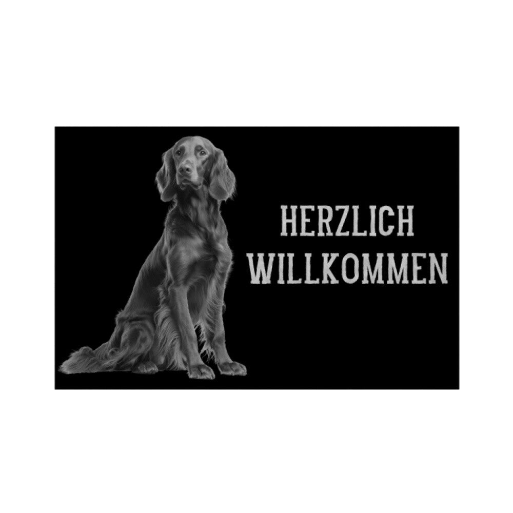 Fußmatte "Irish Setter - Herzlich Willkommen" Weiß – hunde-shirt.de