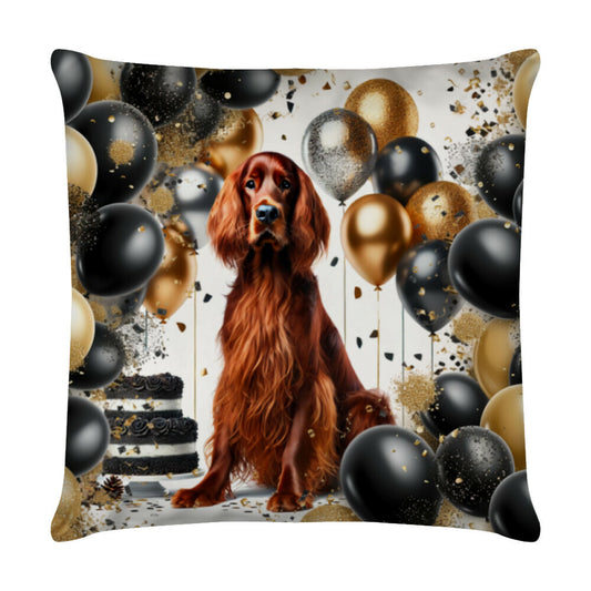 Kissen "Irish Setter - Geburtstag" Weiß – hunde-shirt.de
