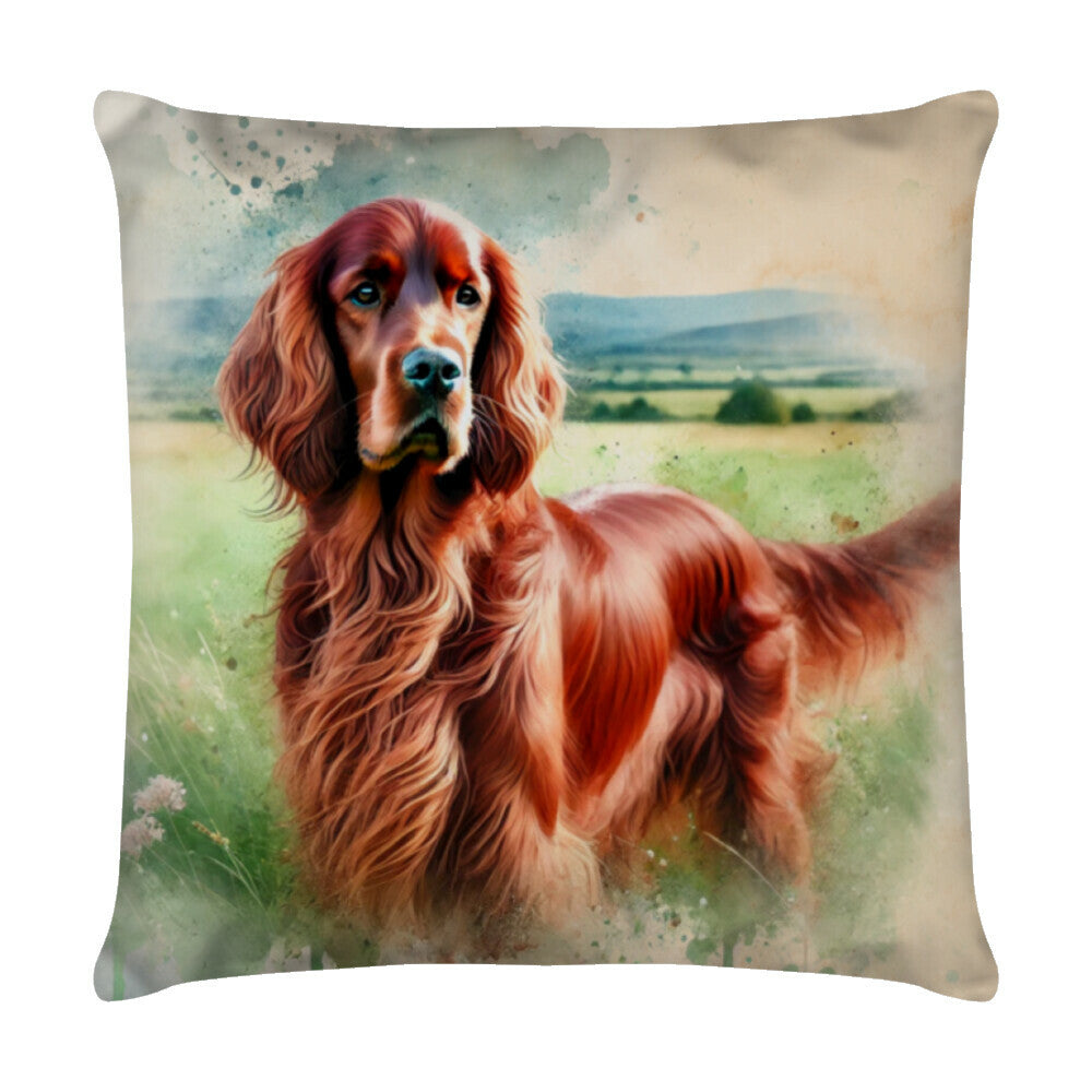 Kissen "Irish Setter - Natur" Weiß – hunde-shirt.de