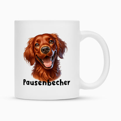 Tasse "Irish Setter - Pausenbecher" Weiß – hunde-shirt.de