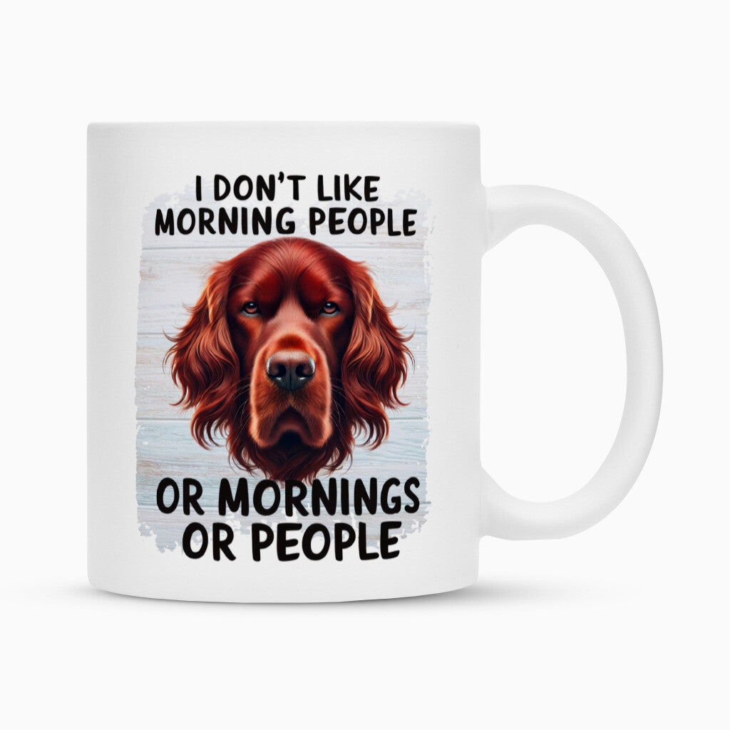 Tasse "Irish Setter - Morning People" Weiß – hunde-shirt.de