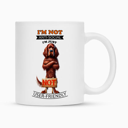 Tasse "Irish Setter - Anti-Social" Weiß – hunde-shirt.de