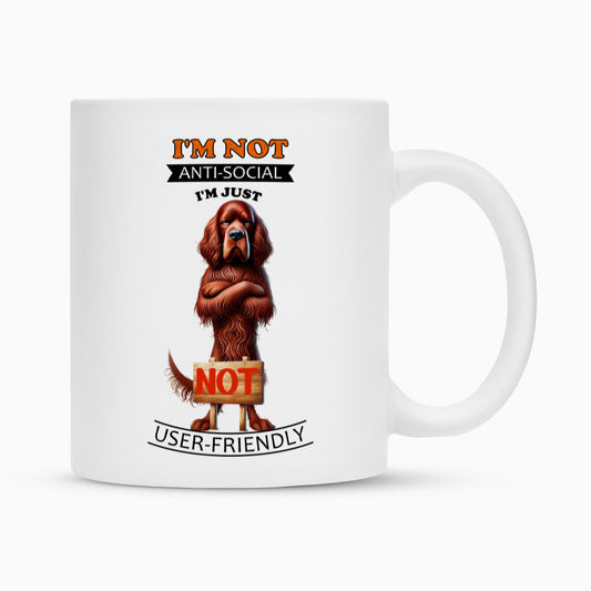 Tasse "Irish Setter - Anti-Social" Weiß – hunde-shirt.de