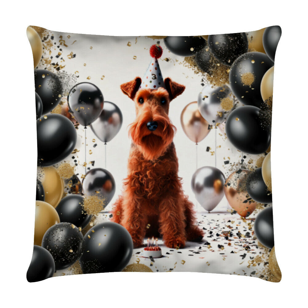 Kissen "Irish Terrier - Geburtstag" Weiß – hunde-shirt.de