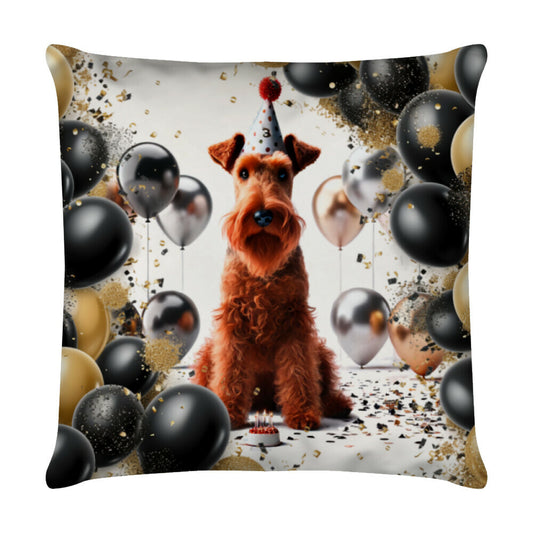 Kissen "Irish Terrier - Geburtstag" Weiß – hunde-shirt.de