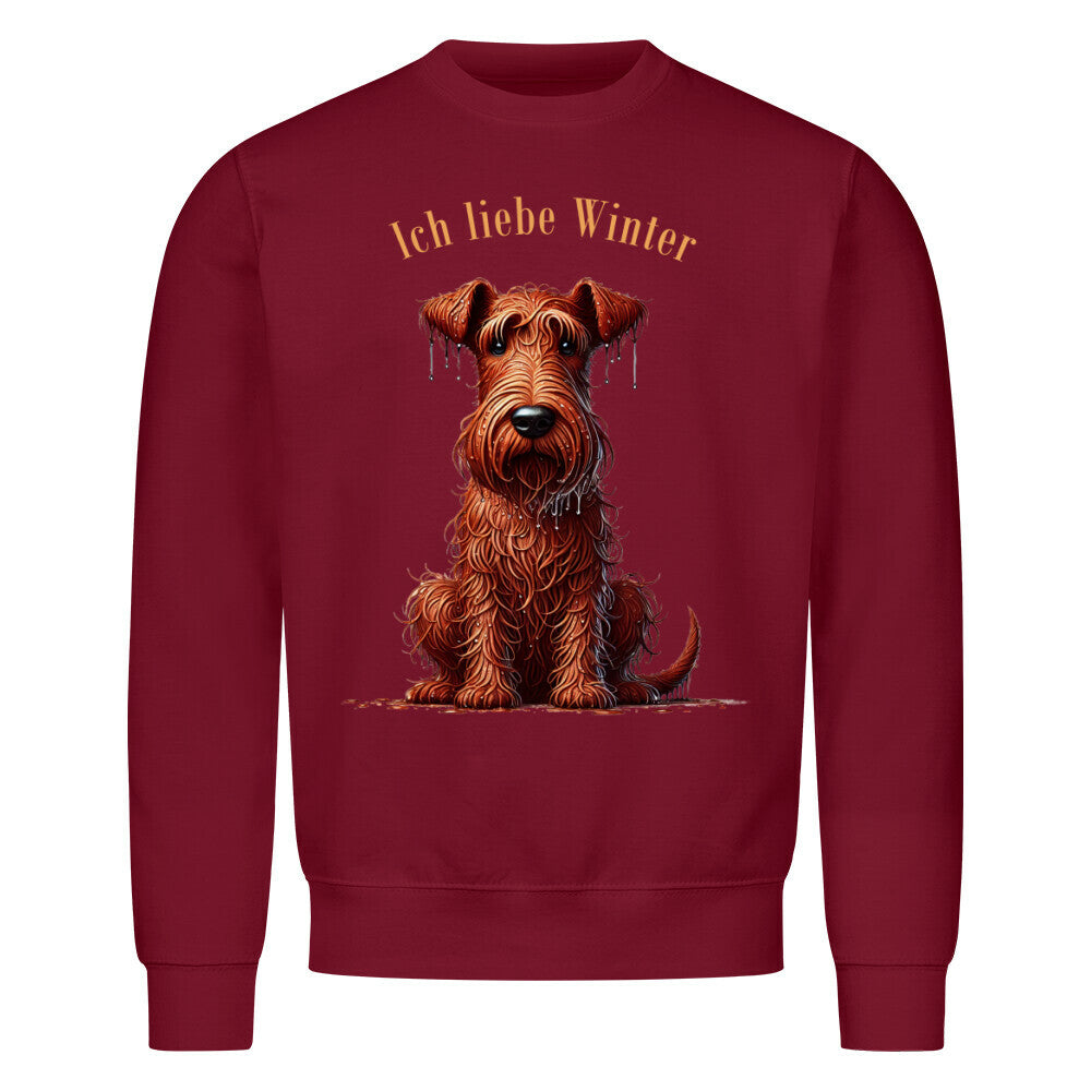 Premium Sweatshirt "Irish Terrier - Winter" Burgunder – hunde-shirt.de