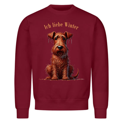 Premium Sweatshirt "Irish Terrier - Winter" Burgunder – hunde-shirt.de
