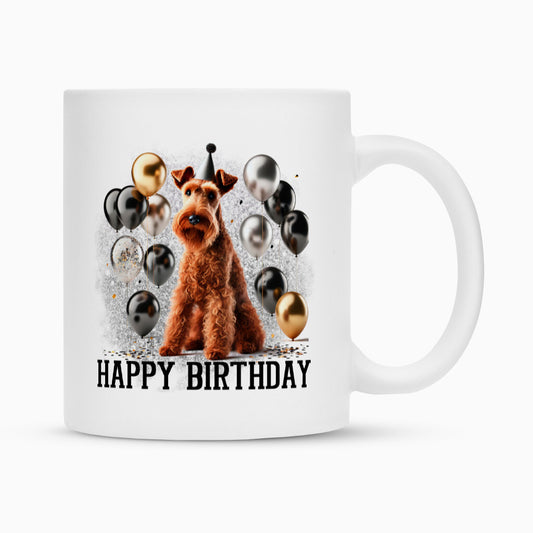 Tasse "Irish Terrier - Happy Birthday" Weiß – hunde-shirt.de