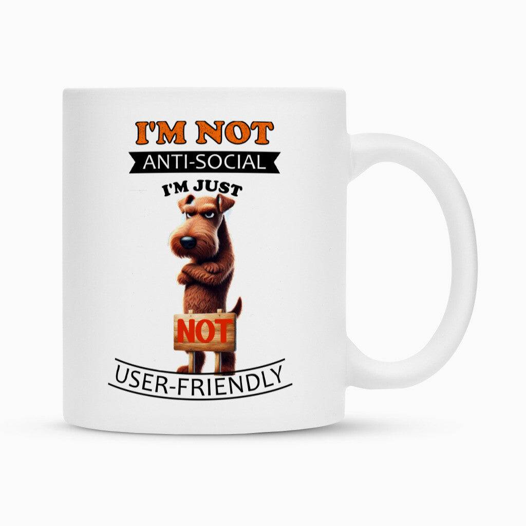 Tasse "Irish Terrier - Anti-Social" Weiß – hunde-shirt.de
