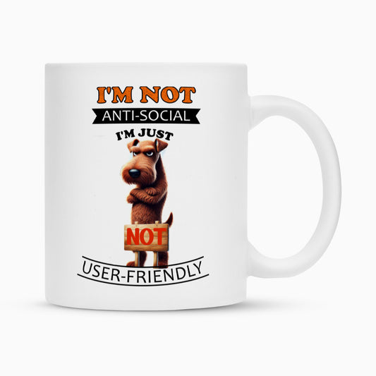 Tasse "Irish Terrier - Anti-Social" Weiß – hunde-shirt.de
