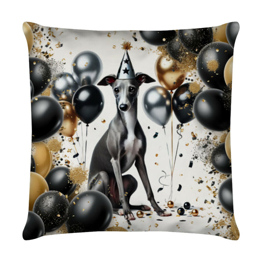 Kissen "Italian Greyhound - Geburtstagskissen II" Weiß – hunde-shirt.de