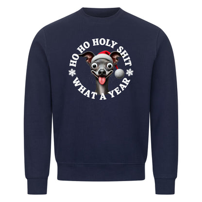 Premium Sweatshirt "Italian Greyhound - HO HO..." Navy Blue – hunde-shirt.de