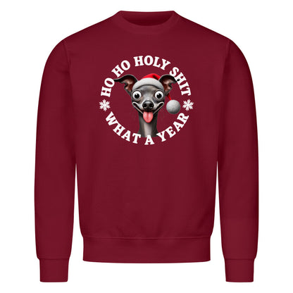 Premium Sweatshirt "Italian Greyhound - HO HO..." Burgunder – hunde-shirt.de