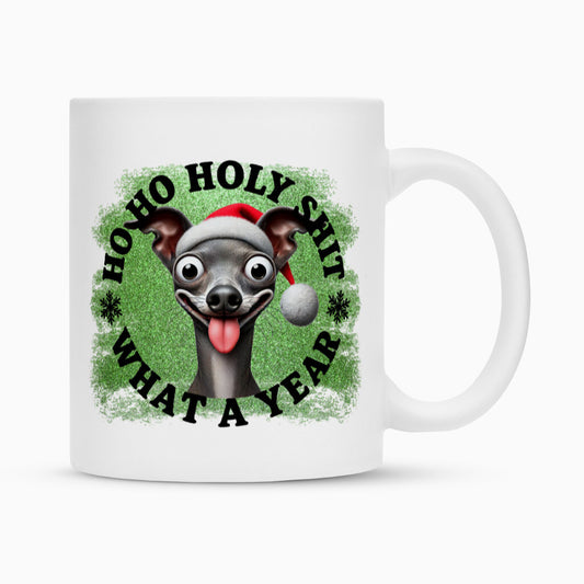 Tasse "Italian Greyhound - HO HO..." Weiß – hunde-shirt.de