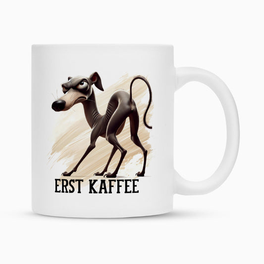 Tasse "Italian Greyhound - Erst Kaffee" Weiß – hunde-shirt.de