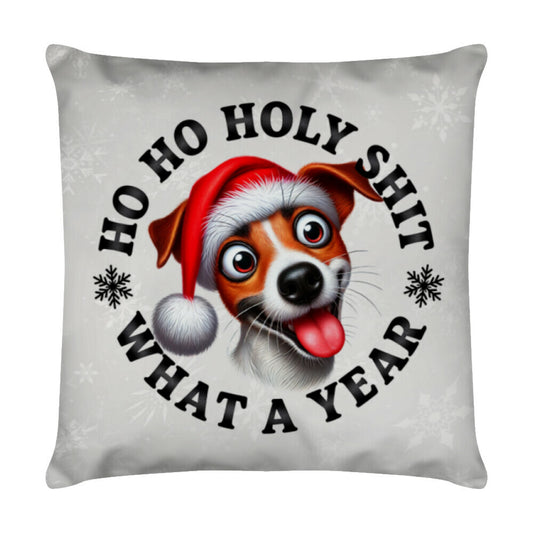 Kissen "Jack Russell - HO HO..." Weiß – hunde-shirt.de