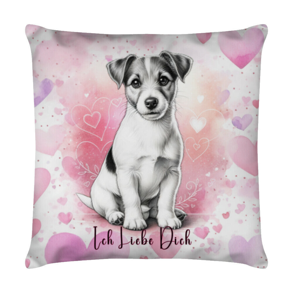 Kissen "Jack Russell - Ich liebe Dich" Weiß – hunde-shirt.de