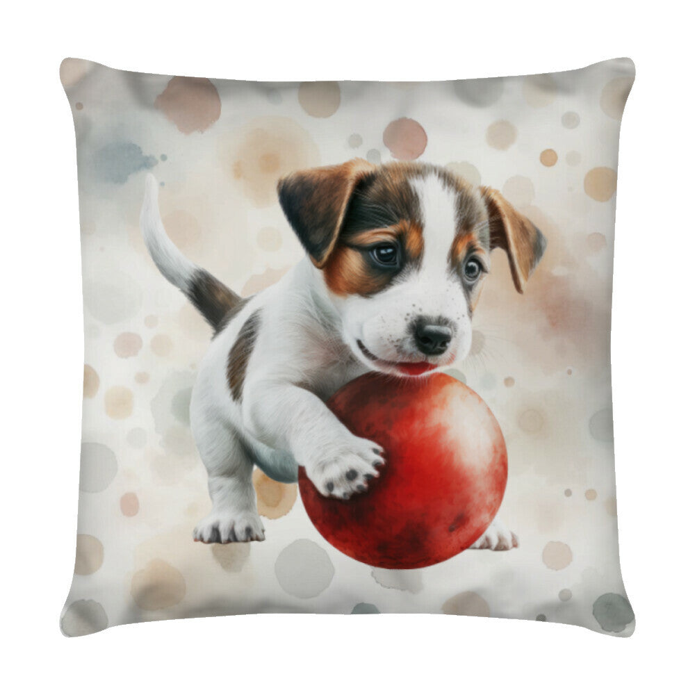 Kissen "Jack Russell - Puppy Ball" Weiß – hunde-shirt.de
