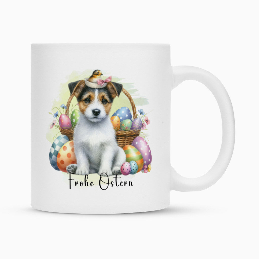 Tasse "Jack Russell - Frohe Ostern" Weiß – hunde-shirt.de