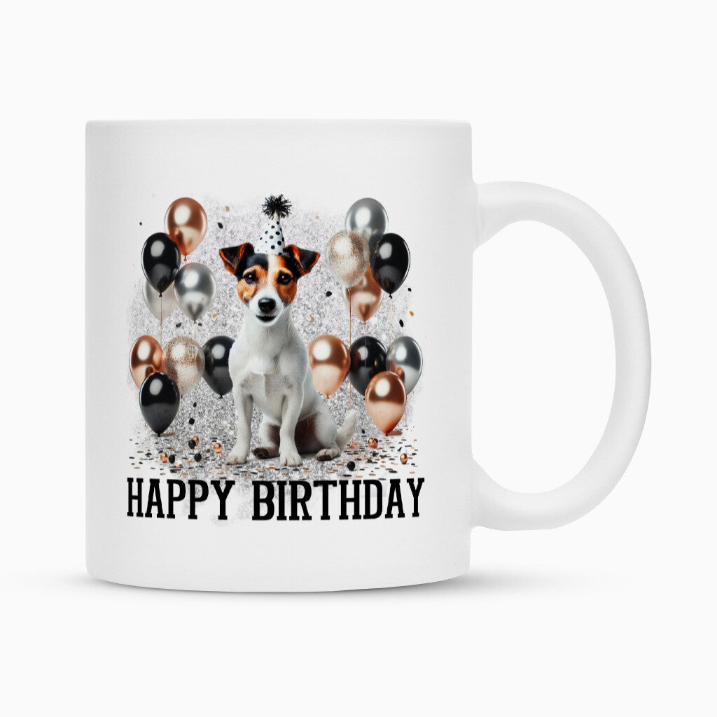 Tasse "Jack Russell - Happy Birthday" Weiß – hunde-shirt.de