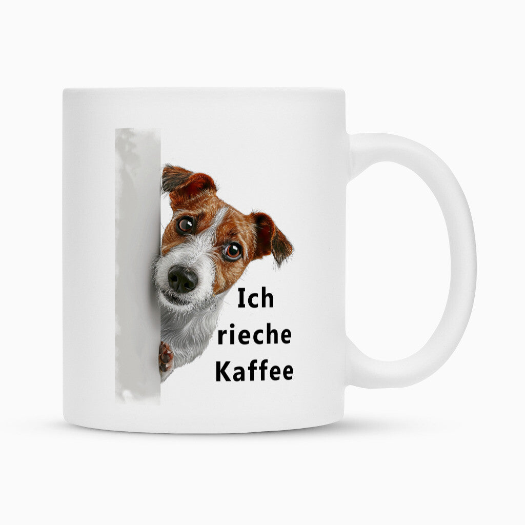Tasse "Jack Russell - Ich rieche Kaffee" Weiß – hunde-shirt.de