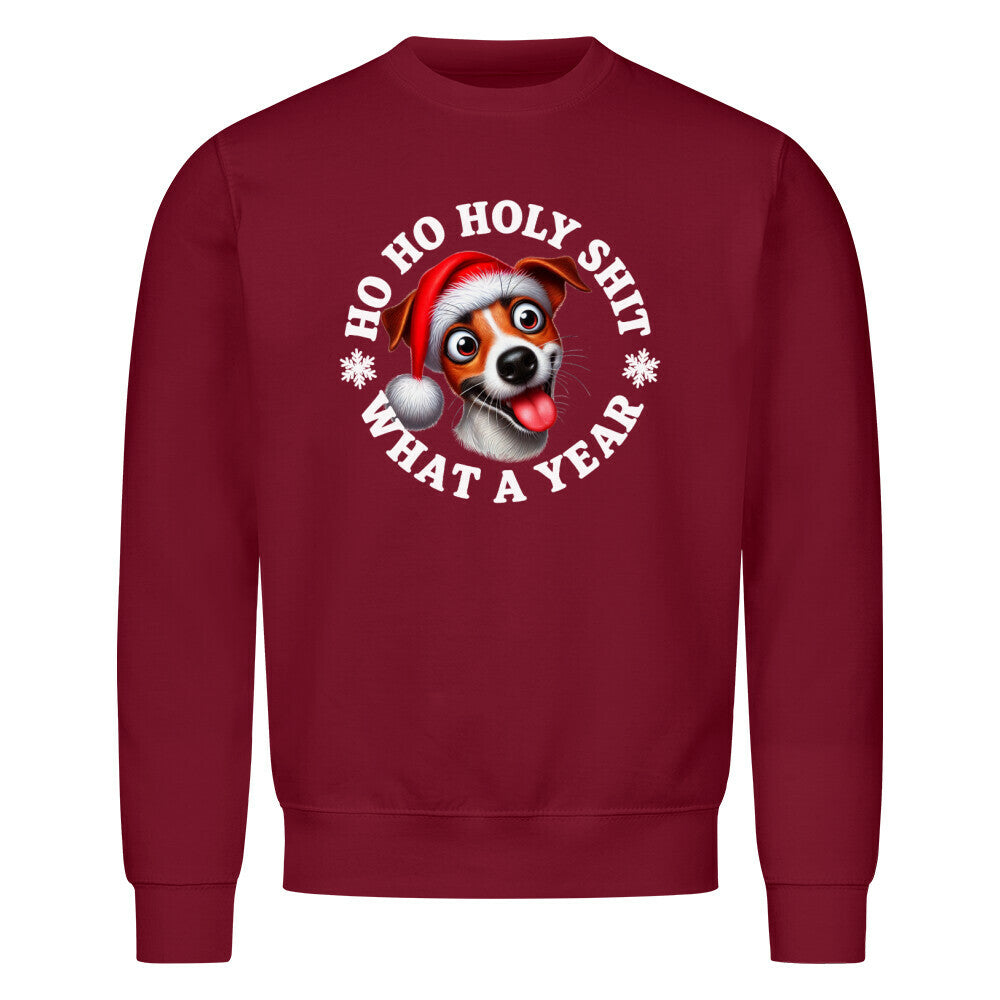 Premium Sweatshirt "Jack Russell - HO HO..." Burgunder – hunde-shirt.de