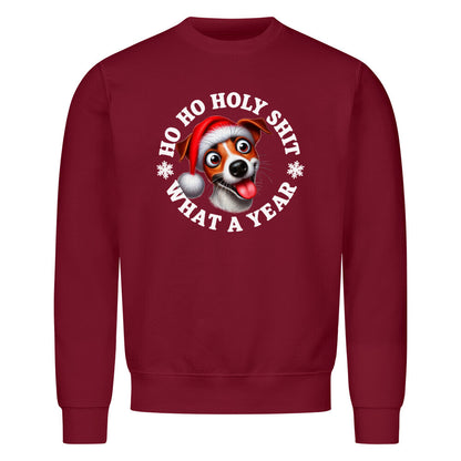 Premium Sweatshirt "Jack Russell - HO HO..." Burgunder – hunde-shirt.de