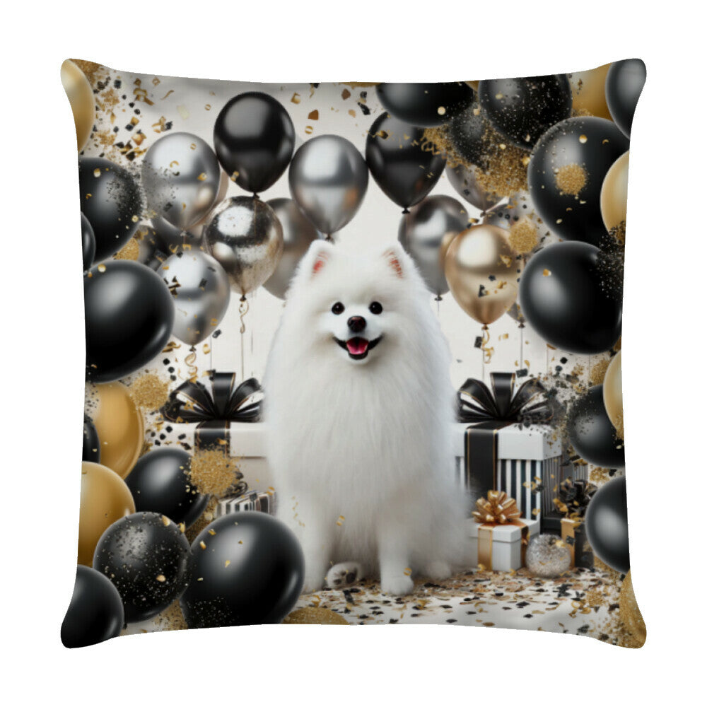 Kissen "Japan Spitz - Geburtstag" Weiß – hunde-shirt.de