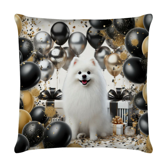 Kissen "Japan Spitz - Geburtstag" Weiß – hunde-shirt.de