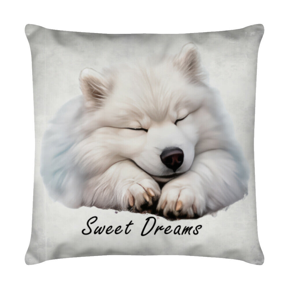 Kissen "Japan Spitz - Sweet Dreams" Weiß – hunde-shirt.de