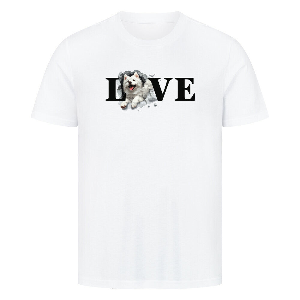 Premium T-Shirt "Japan Spitz - LOVE" Weiß – hunde-shirt.de