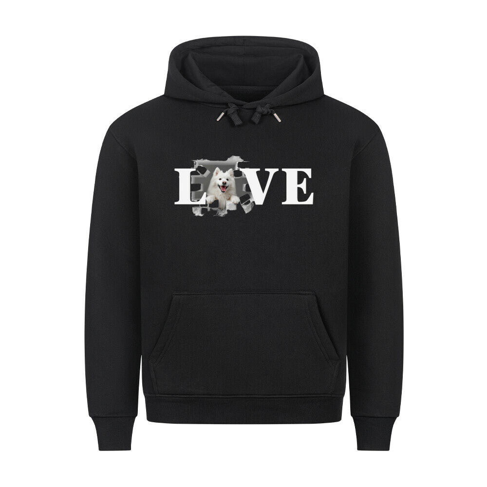 Premium Hoodie "Japan Spitz - LOVE" Schwarz – hunde-shirt.de