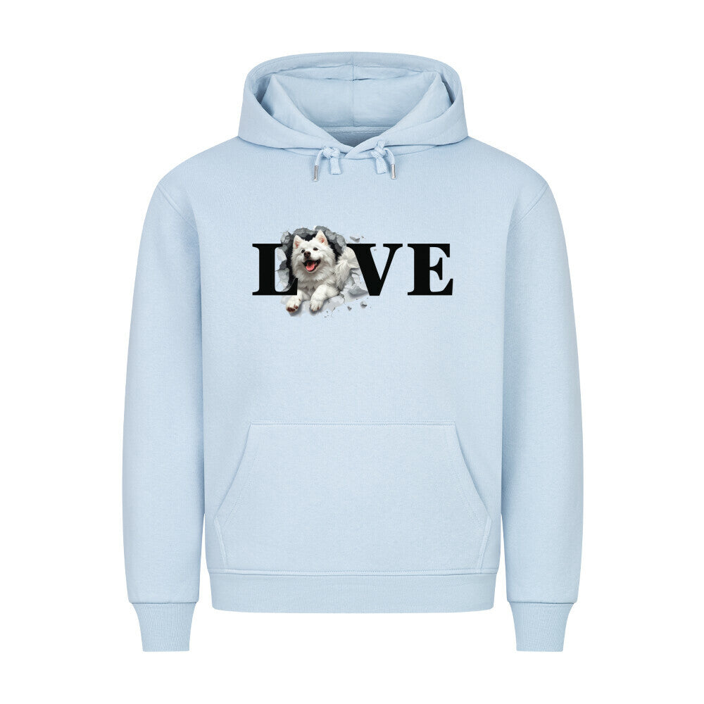 Premium Hoodie "Japan Spitz - LOVE" Babyblau – hunde-shirt.de