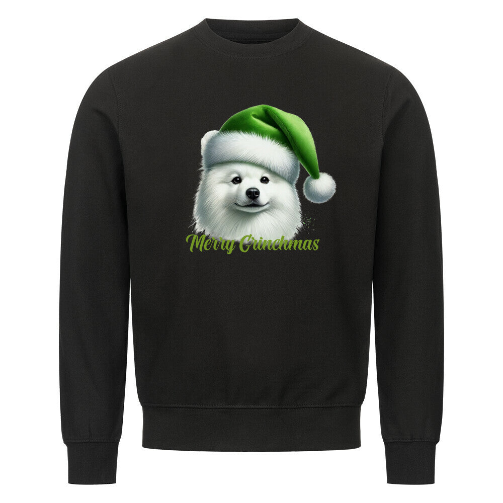 Premium Sweatshirt "Japan Spitz - Merry Grinchmas" Schwarz – hunde-shirt.de