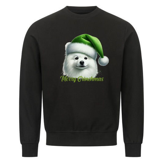 Premium Sweatshirt "Japan Spitz - Merry Grinchmas" Schwarz – hunde-shirt.de