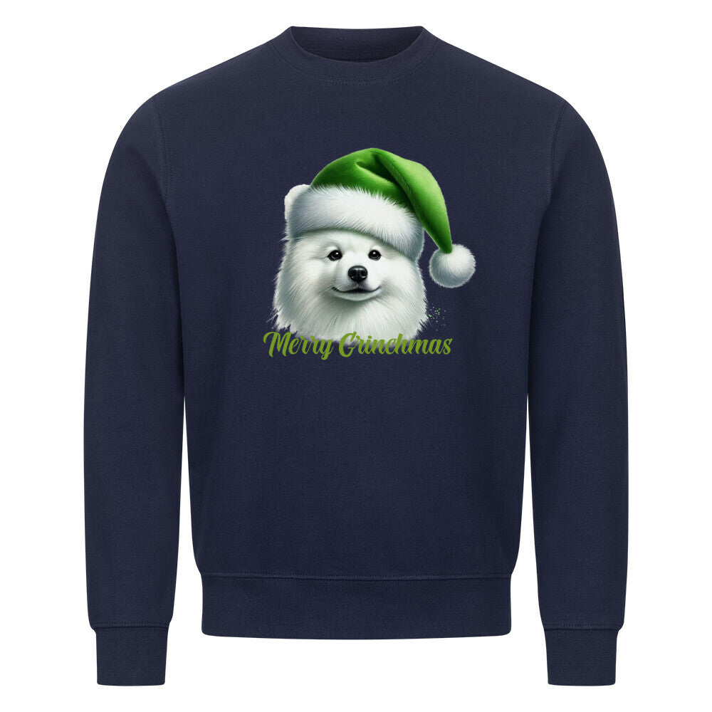 Premium Sweatshirt "Japan Spitz - Merry Grinchmas" Navy Blue – hunde-shirt.de