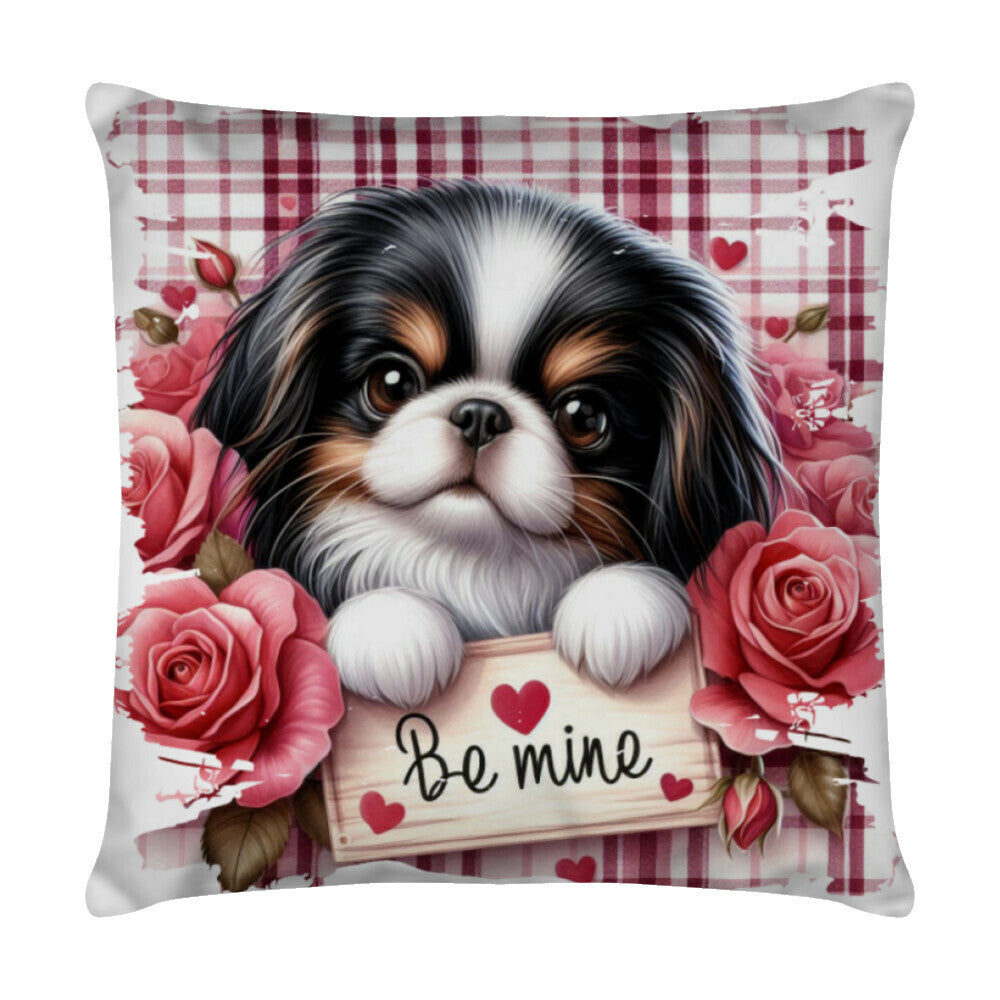 Kissen "Japan Chin - Be mine" Weiß – hunde-shirt.de