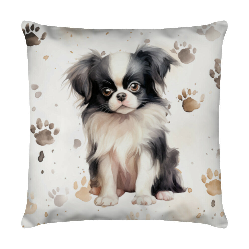 Kissen "Japan Chin - Puppy Paws" Weiß – hunde-shirt.de