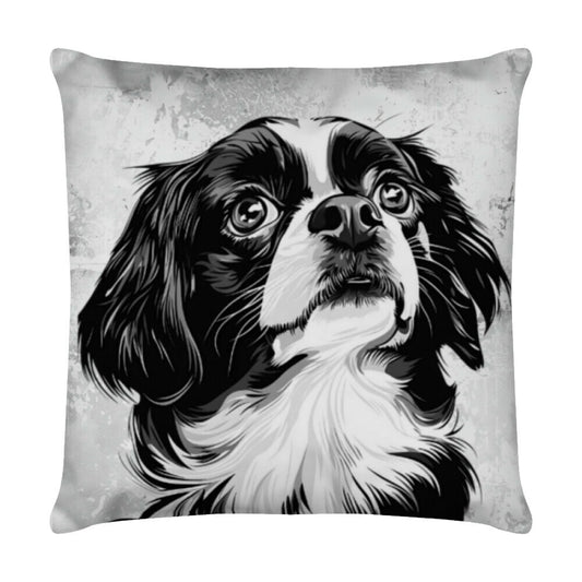 Kissen "Japan Chin - black & white" Weiß – hunde-shirt.de