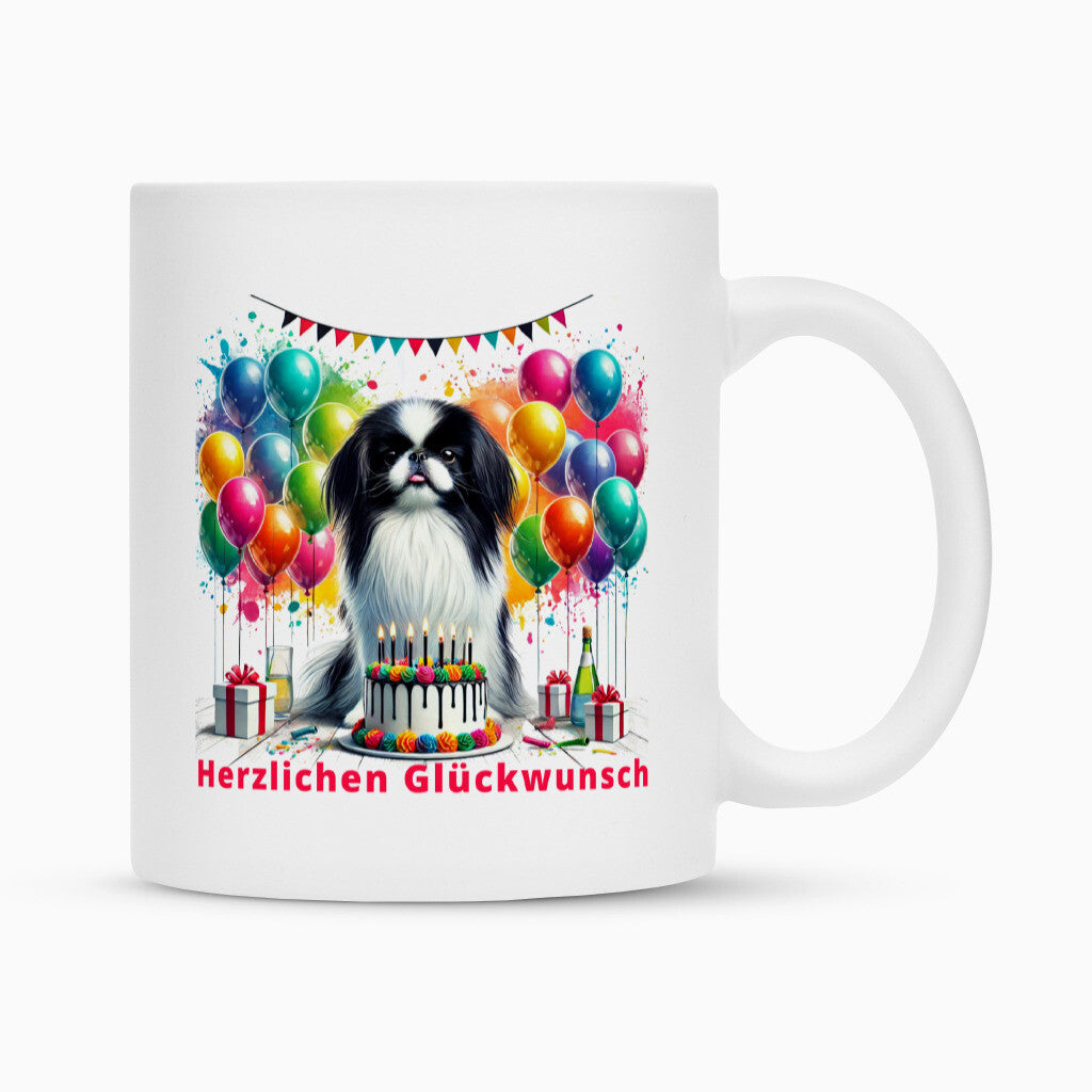 Tasse "Japan Chin - Glückwunsch" Weiß – hunde-shirt.de
