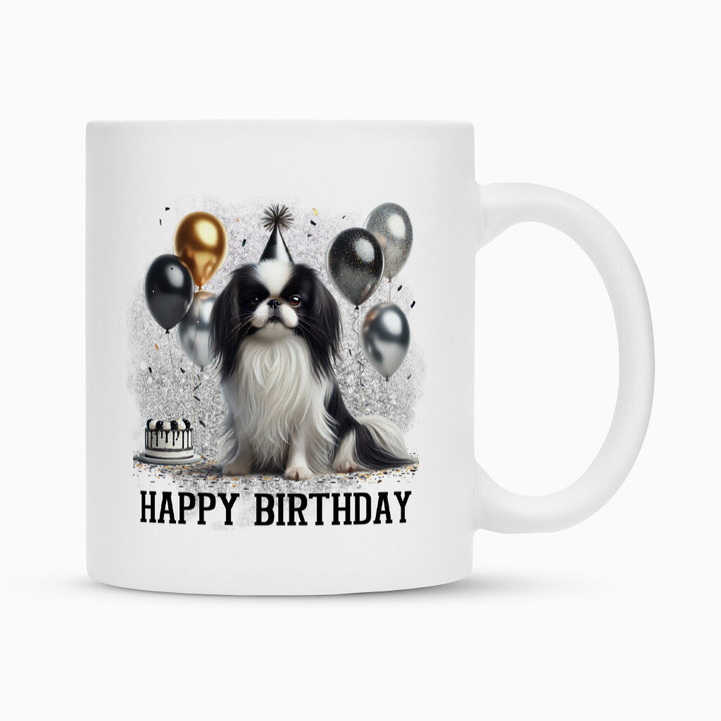 Tasse "Japan Chin - Happy Birthday" Weiß – hunde-shirt.de