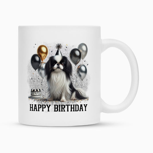 Tasse "Japan Chin - Happy Birthday" Weiß – hunde-shirt.de