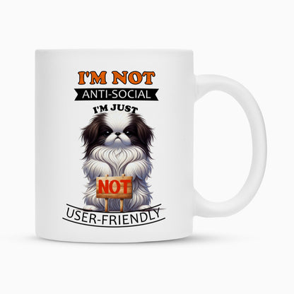 Tasse "Japan Chin - Anti-Social" Weiß – hunde-shirt.de