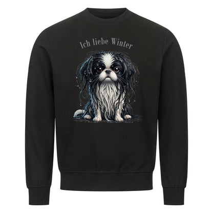 Premium Sweatshirt "Japan Chin - Winter" Schwarz – hunde-shirt.de