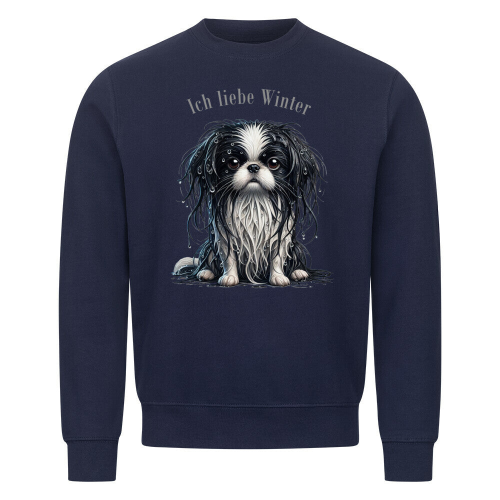 Premium Sweatshirt "Japan Chin - Winter" Navy Blue – hunde-shirt.de