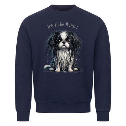 Premium Sweatshirt "Japan Chin - Winter" Navy Blue – hunde-shirt.de