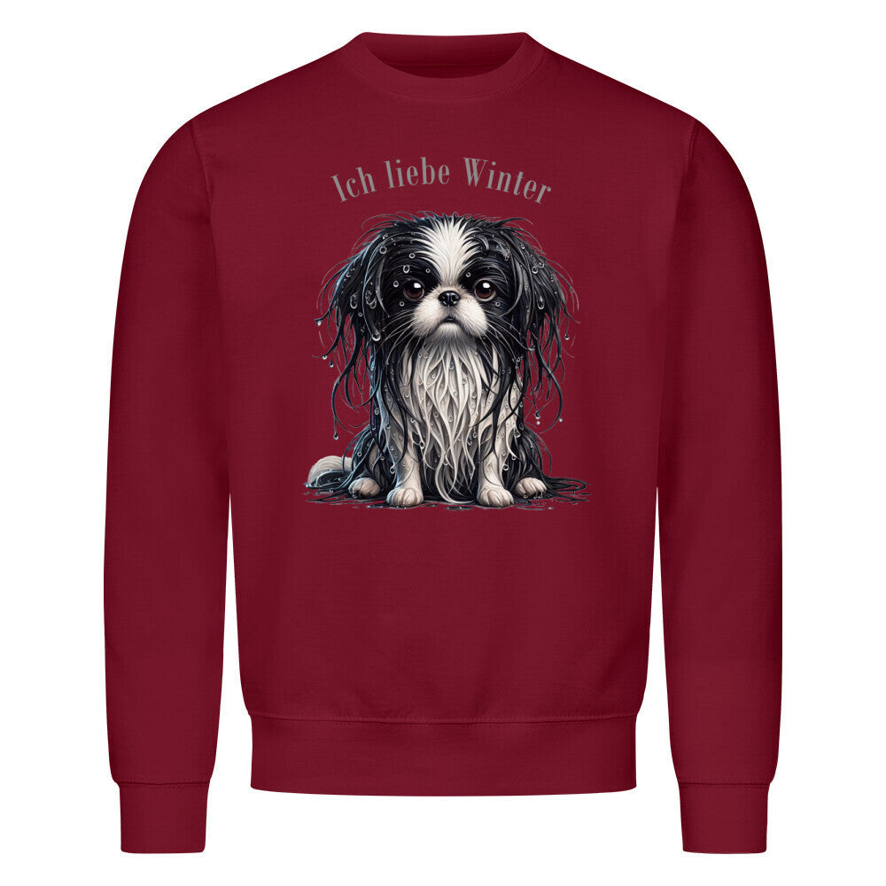 Premium Sweatshirt "Japan Chin - Winter" Burgunder – hunde-shirt.de