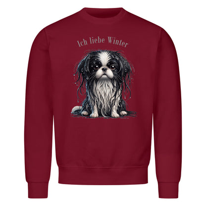 Premium Sweatshirt "Japan Chin - Winter" Burgunder – hunde-shirt.de