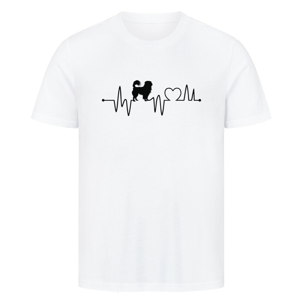 Premium T-Shirt "Japan Chin - Heartbeat" Weiß – hunde-shirt.de